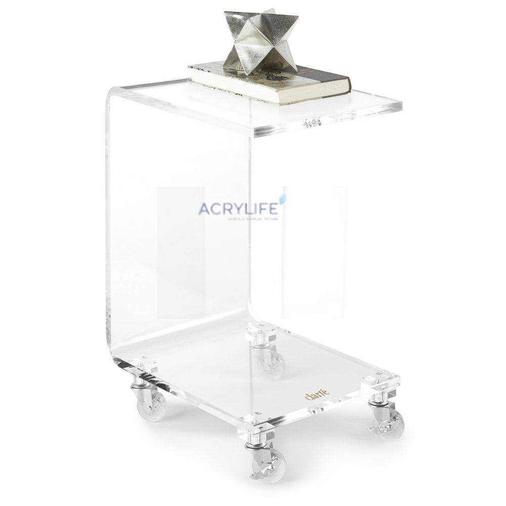 Bàn C-Mica Acrylife Có Bánh Xe – Clarte Acrylic Rolling C-Table with Wheels ảnh 2