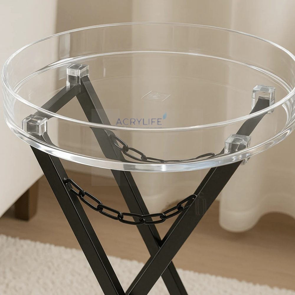 Bàn Mica Acrylife - Acrylic Service Table with Black Iron Base ảnh 2