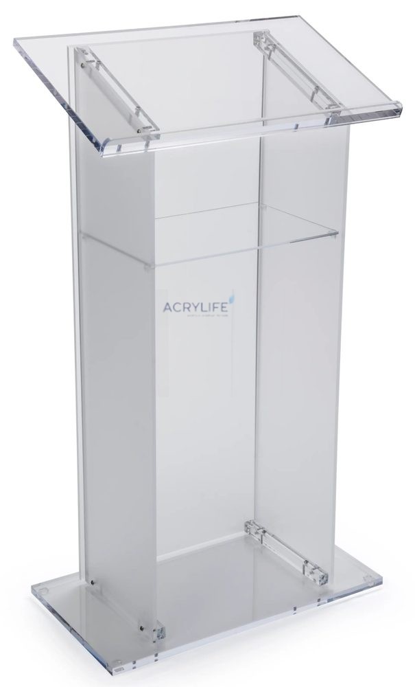 Bục giảng mica Acrylife mờ có kệ bên trong – podium hiện đại