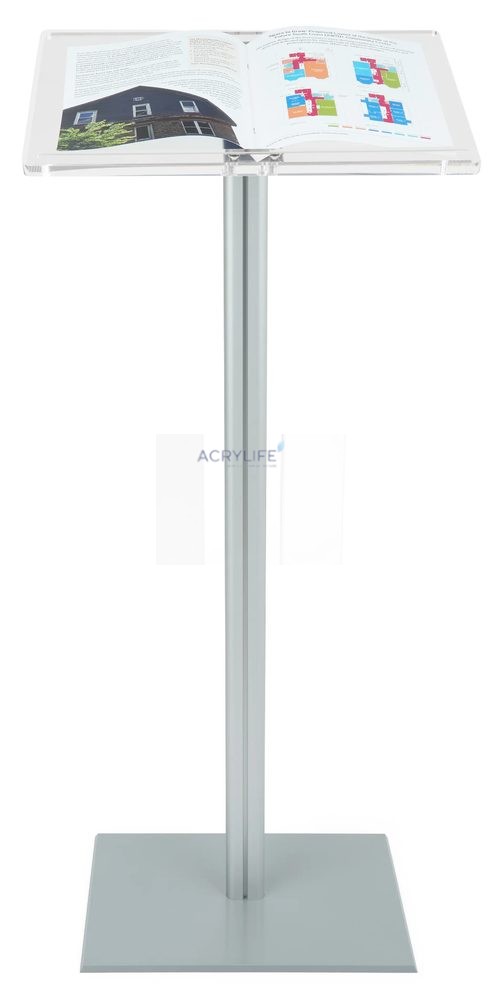 Bục phát biểu mica Acrylife cơ bản với trụ và đế nhôm bạc ảnh 2