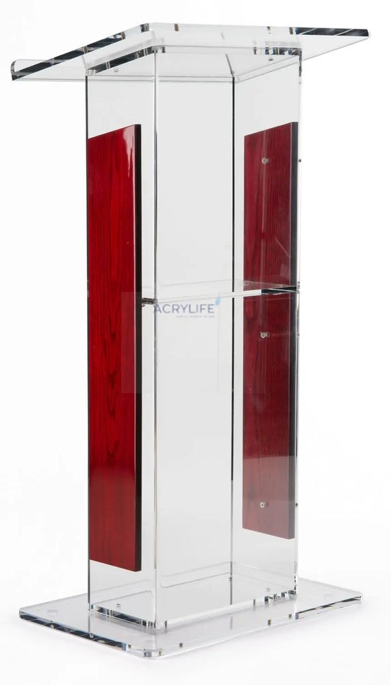 Bục phát biểu mica Acrylife kết hợp gỗ đỏ Mahogany