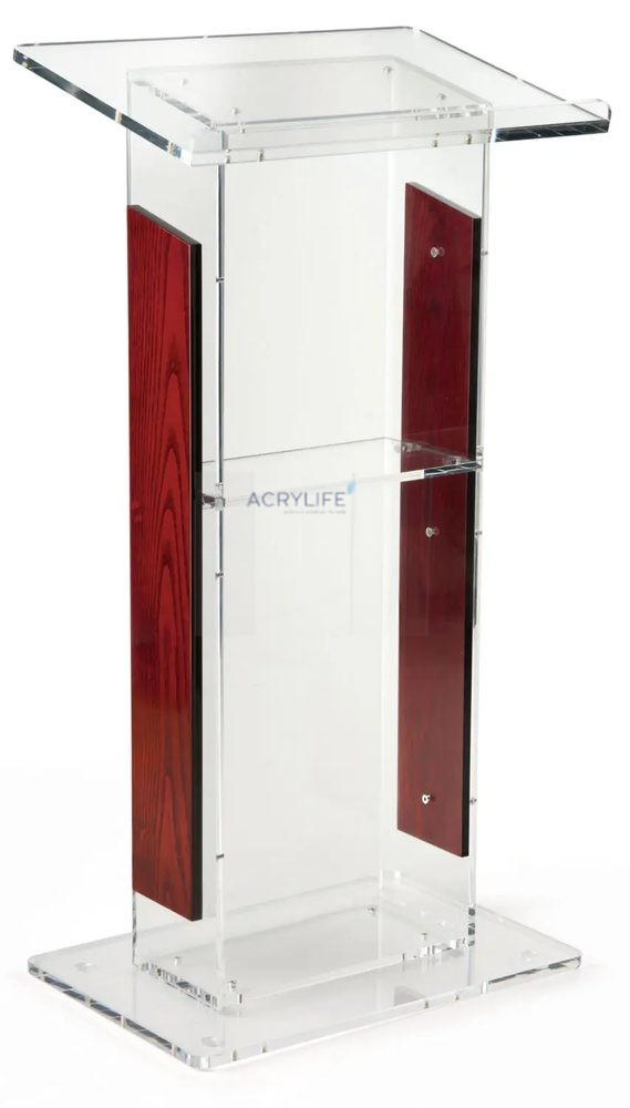 Bục phát biểu mica Acrylife kết hợp gỗ đỏ Mahogany ảnh 2