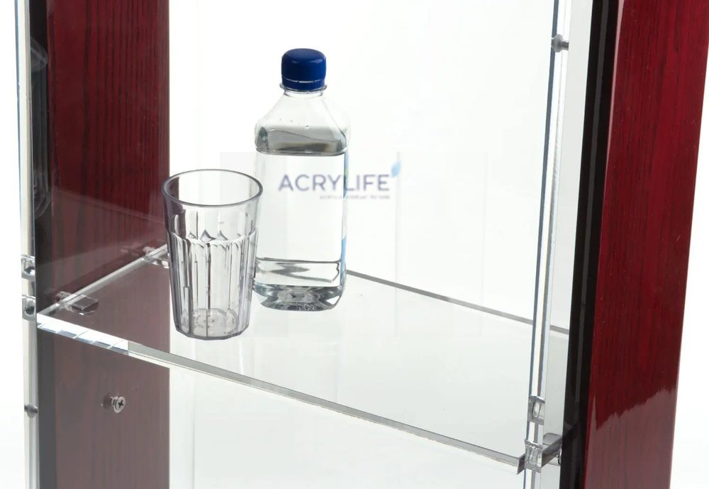 Bục phát biểu mica Acrylife kết hợp gỗ đỏ Mahogany ảnh 3
