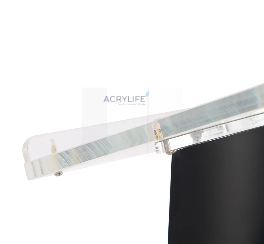 Bục phát biểu mica Acrylife đen – khung nhôm hai bên, mặt đọc rộng ảnh 3