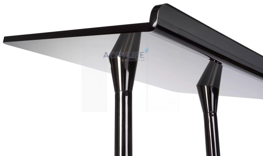 Bục phát biểu mica Acrylife trụ thép, mặt đọc màu xám khói ảnh 3
