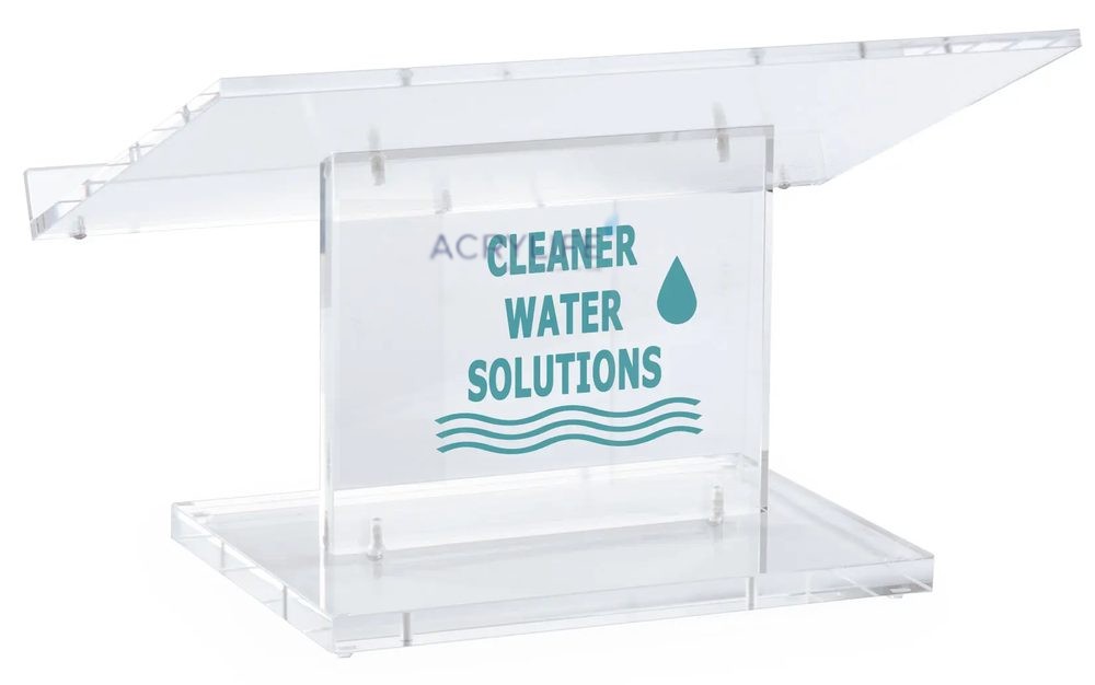 Bục phát biểu mica Acrylife để bàn trong suốt, in logo vinyl tùy chỉnh