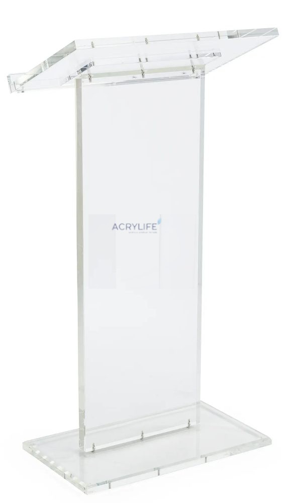 Bục phát biểu mica Acrylife trong suốt – dạng đứng sàn, mặt đọc rộng