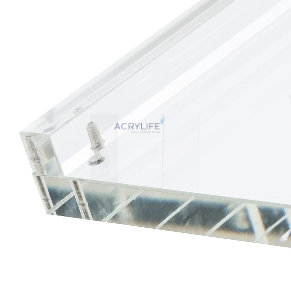 Bục phát biểu mica Acrylife trong suốt – khung gắn bảng in & ốc vít bạc ảnh 3