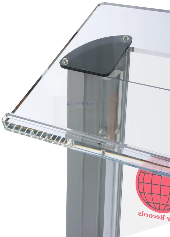Bục phát biểu mica Acrylife – mặt trước mica mờ, in logo đa màu ảnh 2
