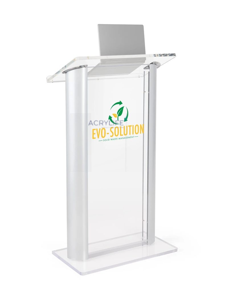 Bục phát biểu mica Acyrlife plexiglass – in logo tùy chỉnh