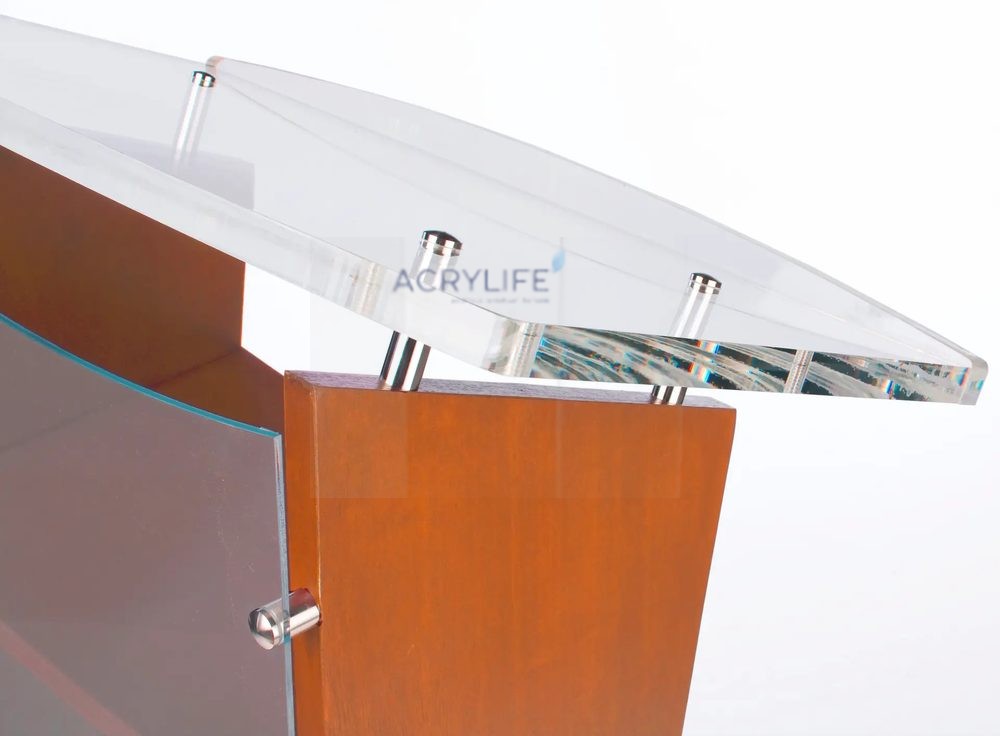 Bục phát biểu mica Acrylife gỗ – mặt trước mica mờ & mặt đọc rộng ảnh 3