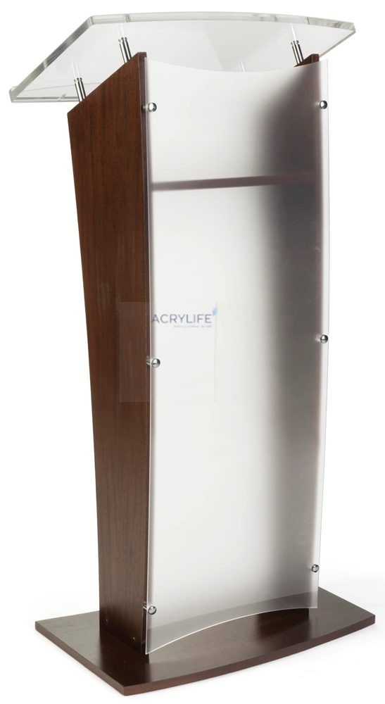 Bục phát biểu mica Acrylife mờ – viền bạc sang trọng