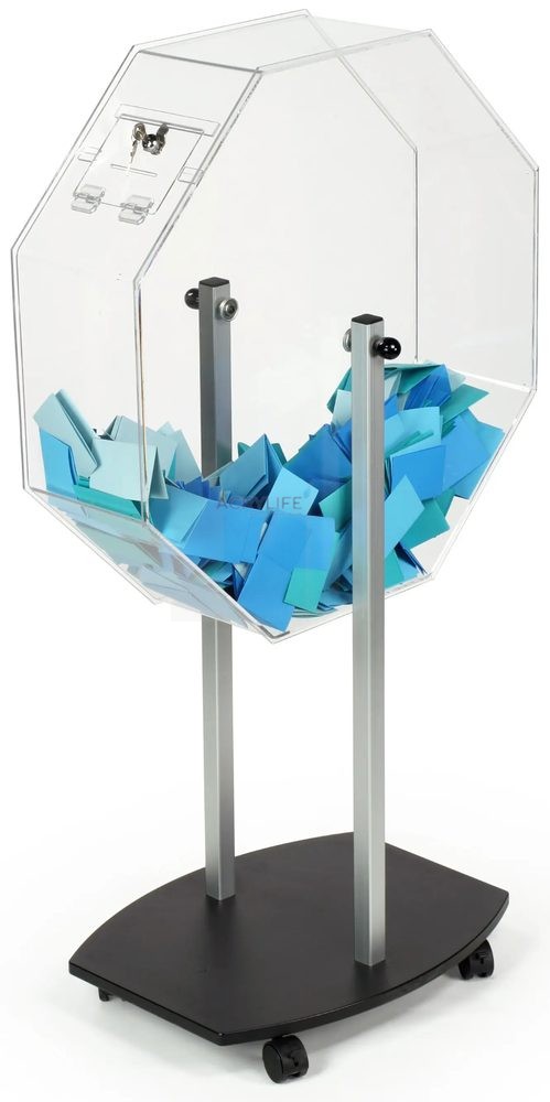 Hòm Quay Rút Thăm Đứng Mica Acrylife – Có Bánh Xe Di Chuyển – 75 × 58 × 120 cm