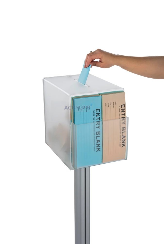 Hộp Góp Ý Đứng Mica Acrylife Kèm Khóa – Ngăn Tài Liệu Bên – 30 × 25 × 25 cm ảnh 3