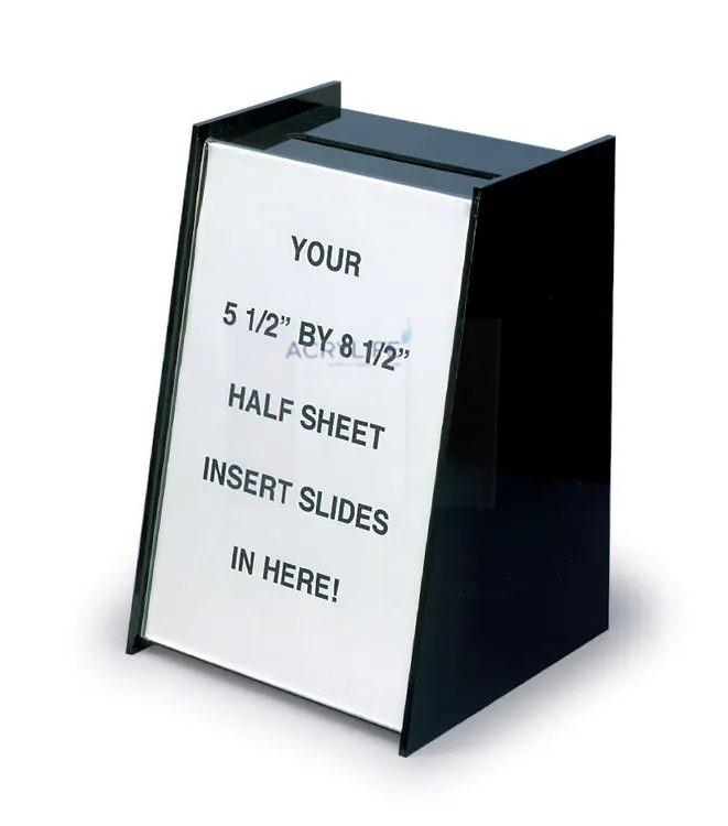 Hộp Góp Ý Nhỏ Gọn Mica Acrylife Màu Đen – Header Nửa Trang 14 x 22 cm