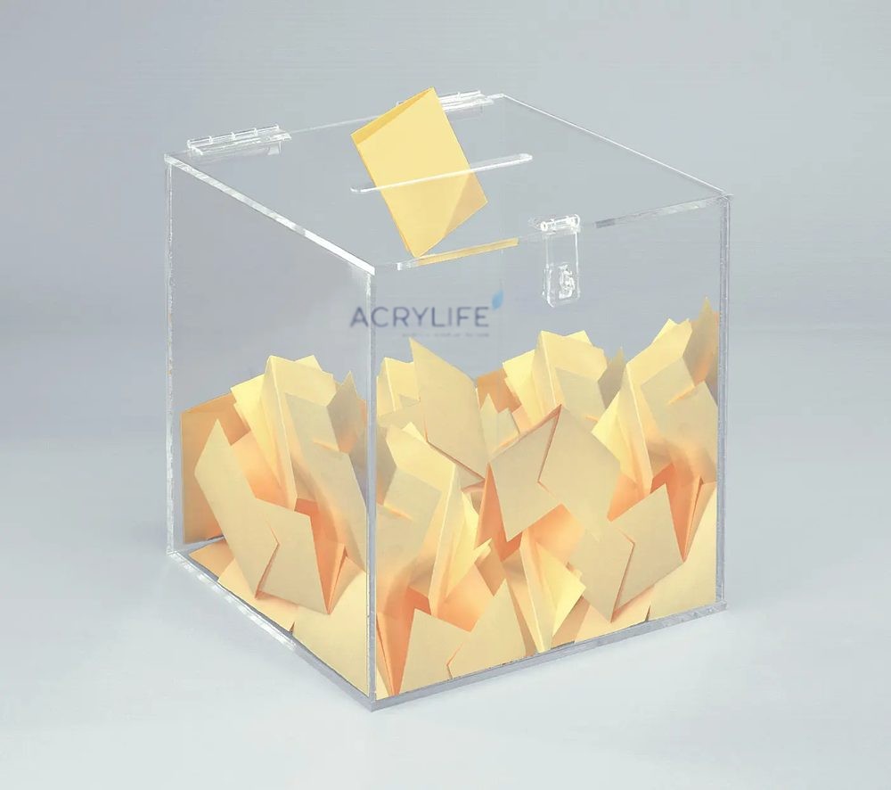 Hộp Phiếu Mica Acrylife Trong Suốt Có Khóa – 30 × 30 × 30 cm ảnh 2