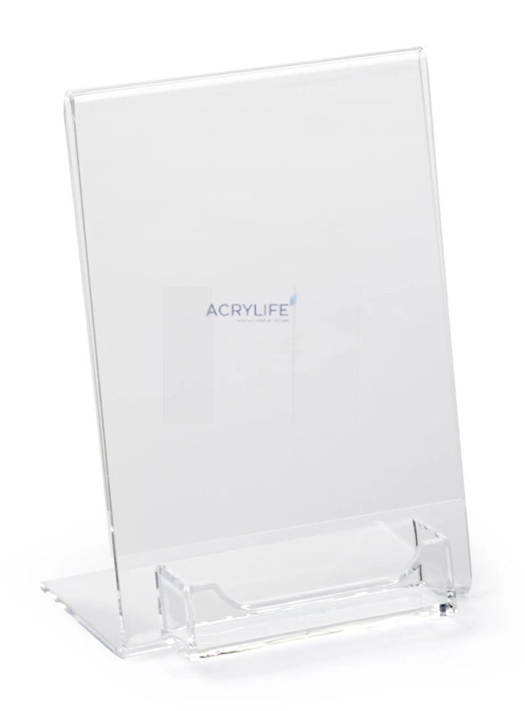 Kệ Menu Mica Acrylife Để Bàn – 13 × 18 cm – Ngăn Đựng Name Card – Lưng Nghiêng ảnh 2