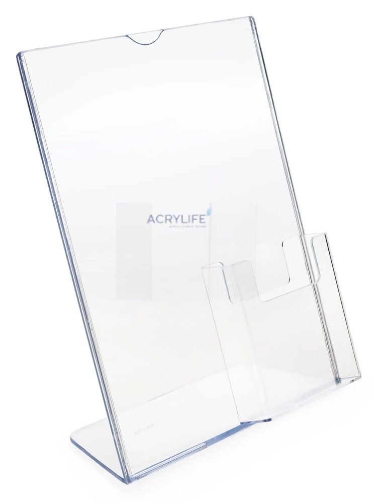 Kệ Menu Mica Acrylife Để Bàn – 22 × 28 cm – Lưng Nghiêng – Ngăn Đựng Brochure 10 cm ảnh 2
