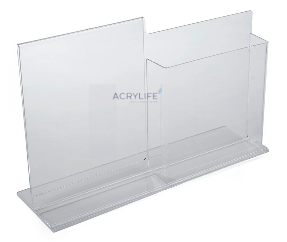 Kệ Menu Mica Acrylife Để Bàn – 22 × 28 cm – Thiết Kế T-Style – Ngăn Tạp Chí ảnh 2