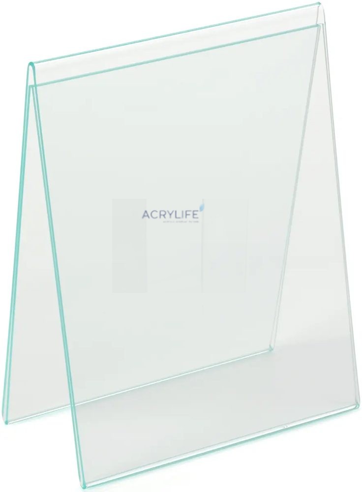Kệ Menu Mica Acrylife Để Bàn – Hai Mặt – Side Insert – Viền Xanh Lá – Trong Suốt ảnh 2