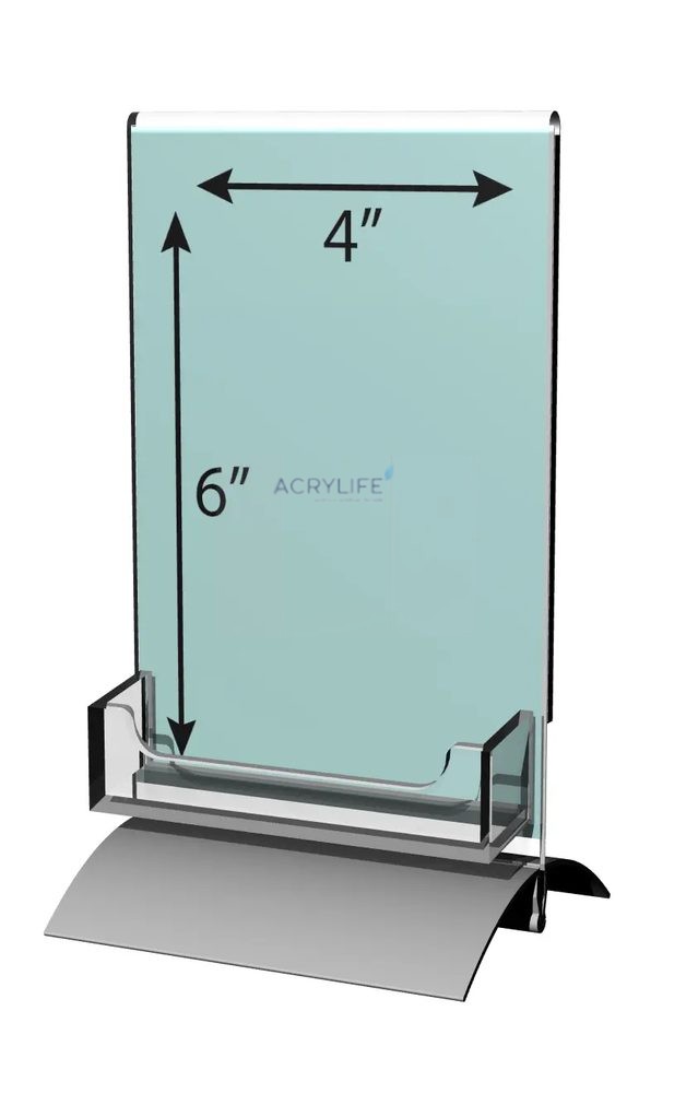 Kệ Menu Mica Acrylife Để Bàn – Khung 10 × 15 cm – Ngăn Đựng Name Card – Đế Bạc Snap-On ảnh 2