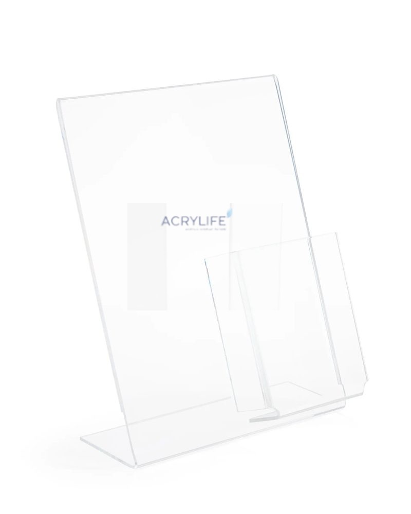 Kệ Menu Mica Acrylife Để Bàn – Slant Back – Kèm Ngăn Brochure – Trong Suốt ảnh 2