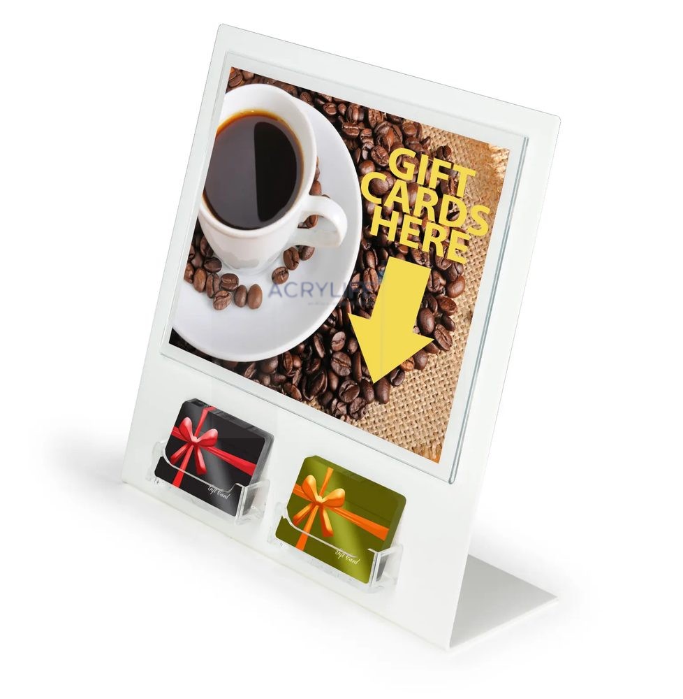 Kệ Trưng Bày Thẻ Quà Tặng Mica Acrylife Để Bàn – 22 × 28 cm – Top Insert – 2 Ngăn Thẻ