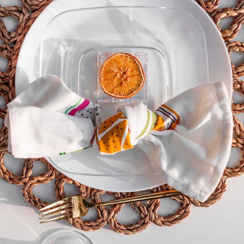 Vòng đeo khăn Mica Acrylife hình vuông - Square Napkin Rings NB23